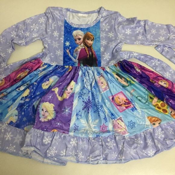 Frozen Elsa Anna long sleeve twirl dress - Picture 5 of 7